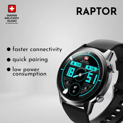 SWISS MILITARY SMARTWATCH Raptor 1.32 inch IPS, Bluetooth, GPS tracker, Waterproof IP67 Smartwatch (Multi Color)