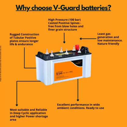 V-Guard VJ145 Flat Tubular Battery 135Ah C20@27C