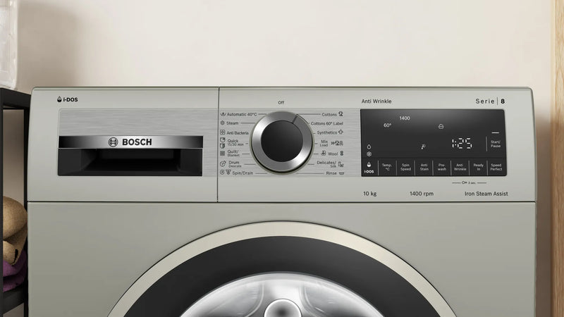 Haier Series 8 washing machine, front loader 10 kg , Silver inox