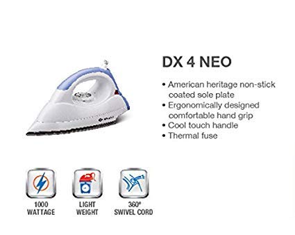 Bajaj Neo 1000W DX 4 Plastic Dry Iron, Blue