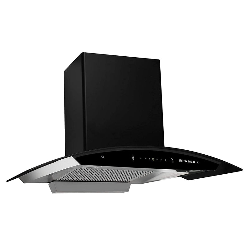 Faber 90 cm 1200 m³/hr Auto-Clean curved glass Kitchen Chimney (HOOD SUNNY HC SC BK 90