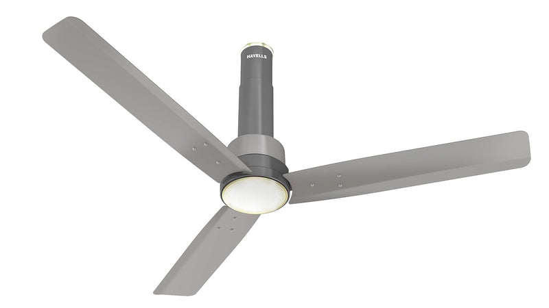 Havells Elio Prime 1200mm Decorative Ceiling Fan with 100% Pure Copper, Watt: 28, Air Flow: 225 cmm, Speed: 350 RPM (Pack of 1, Slate Mist)