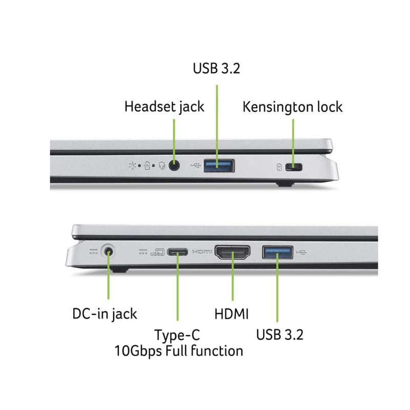 Acer Aspire 3 Thin and Light Laptop AMD Ryzen 5 7520U Quad-Core Processor (8 GB/ 512 GB SSD/Windows 11 Home/MS Office) Pure Silver, A315-24, 39.6 cm (15.6 inches) FHD Display