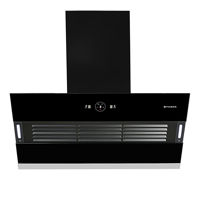 Faber 90 cm 1200 m3/hr Slant, Filterless Auto Clean Chimney, 12Yr Warranty on Motor(2Yr Comprehensive)|| Italian Design (HOOD VERTIGO FL SC AC BK 90, Touch & Gesture Control, Black)