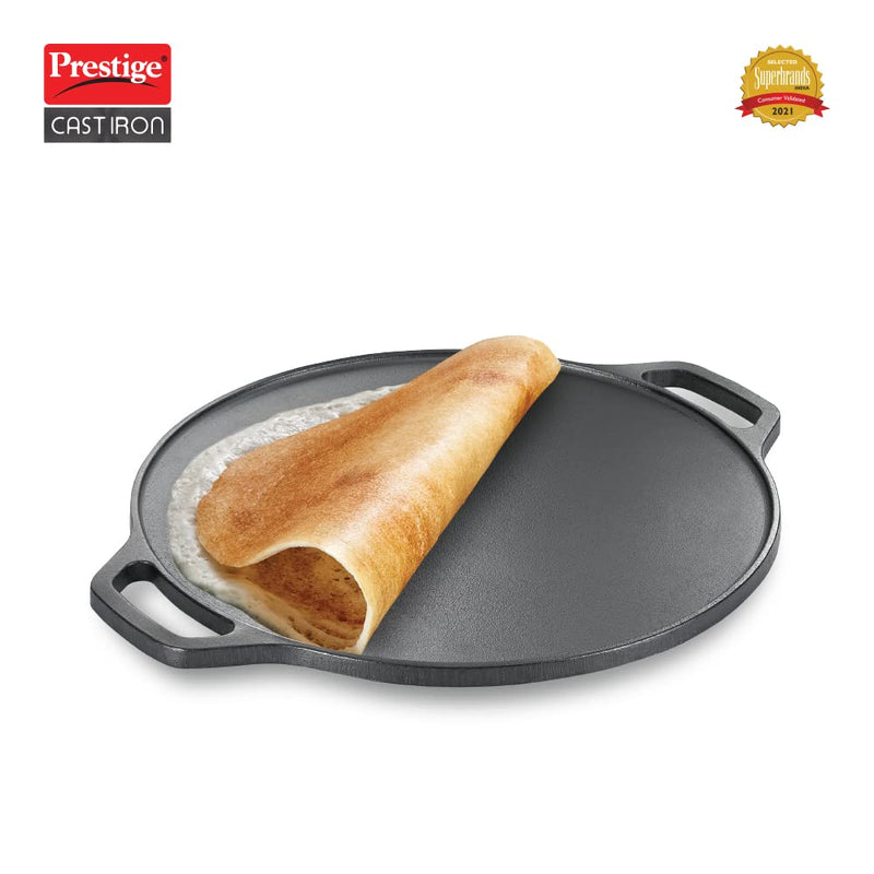 Prestige 30 cm Cast Iron Dosa Tawa|Super Durable(Lasts for Generation)|Retains Heat for Long