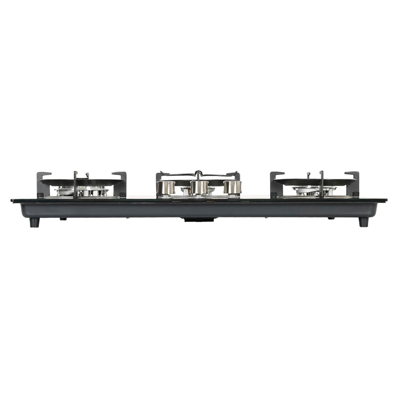 Faber Hob 3 Burner | Auto-Ignition | Spillage Proof | HOB SUPERIA HT763 BR AI | Concealed Chamber | Metal Knobs | Pan Support | Black Glass Finish