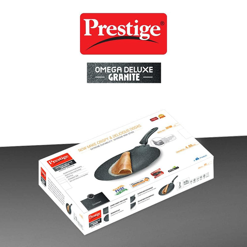 Prestige Omega Deluxe Granite 30cm Non-Stick Dosa Tawa|Scratch and Abrasion Resistant |Gas & Induction Compatible