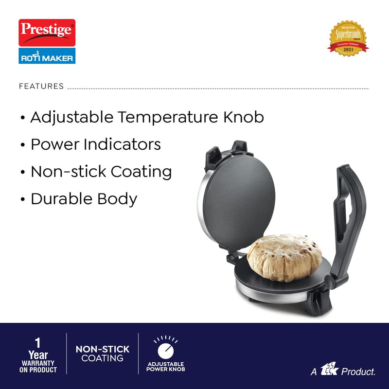 Prestige PRM 3.0 900-Watt Roti Maker (Silver)