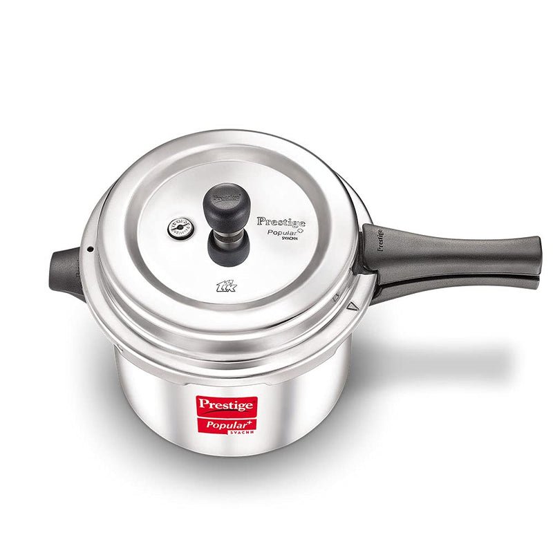 Prestige Popular Plus Svachh Virgin Aluminium Spillage Control Outer Lid Pressure Cooker, 5 L (Silver)