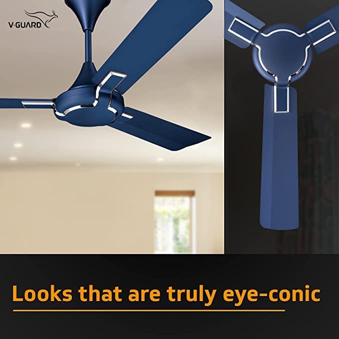 V-Guard GLADO PRIME VX 1 Star 1200 mm Energy Saving 3 Blade Ceiling Fan  (RIBAND BLUE MATTE)