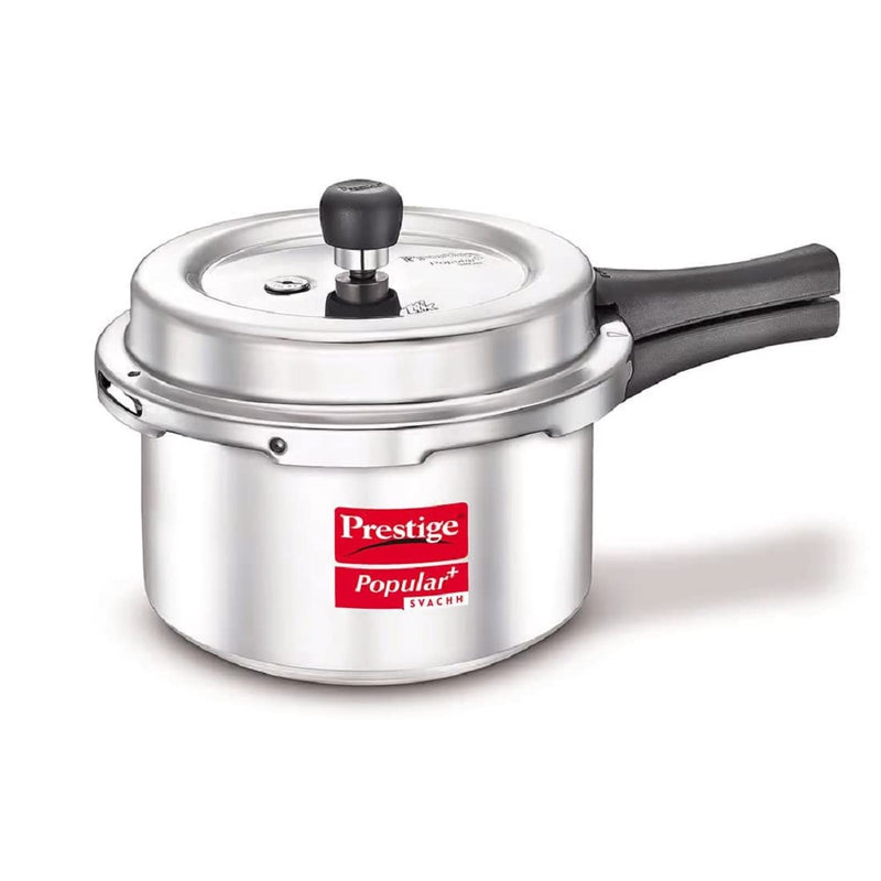 Prestige Popular Plus Svachh Virgin Aluminium Gas and Induction Compatible Outer Lid Pressure Cooker, 3 L (Silver)