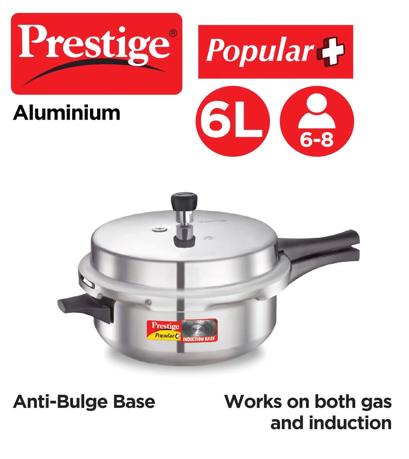 Prestige Popular Plus Induction Base Senior Deep Pan, 6 Liters, Silver, Aluminium, Outer Lid