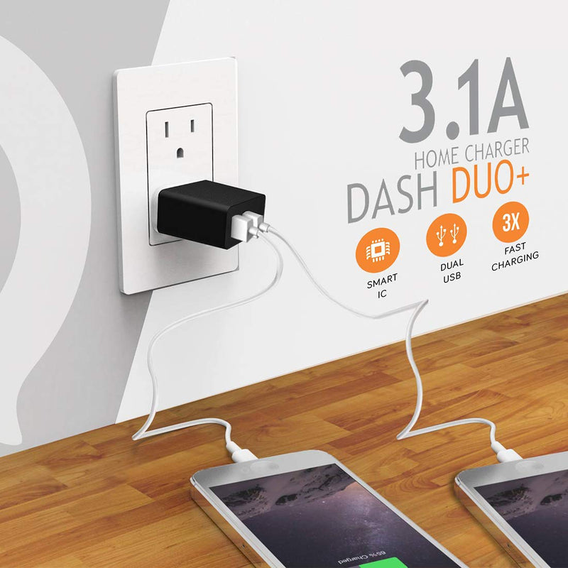 Conekt Dash Duo+ 5V/3.1A Home Charger Fast Charging