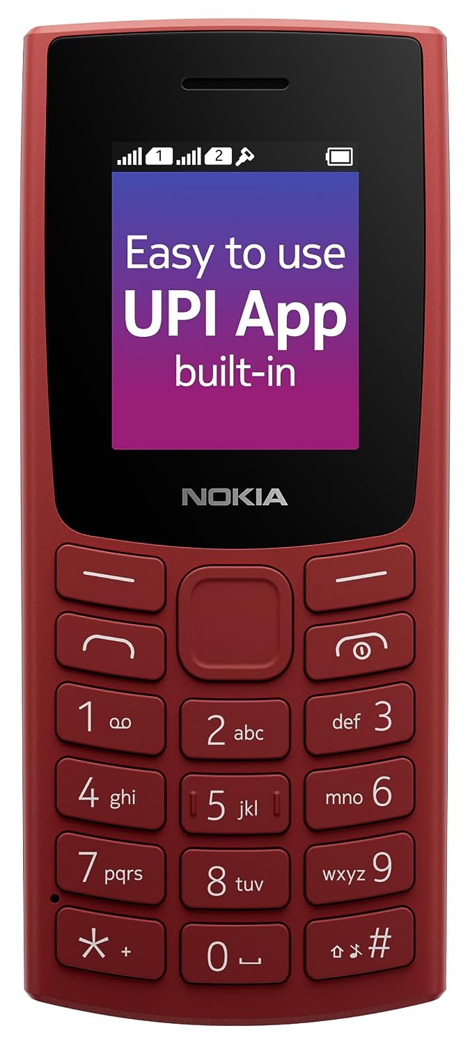 Nokia 106 Single Sim, Keypad Phone with Built-in UPI Payments App, Long-Lasting Battery, Wireless FM Radio & MP3 Player, and MicroSD Card Slot