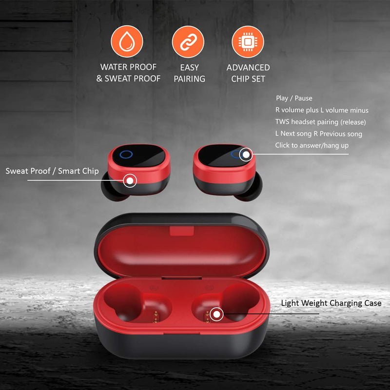 CONEKT Buzz True Wireless Bluetooth Earbuds(TWS) (v5.0) Sweat & Water Proof, in-Built Mic with Voice Assistant/Siri with 400 mAh Charging Case