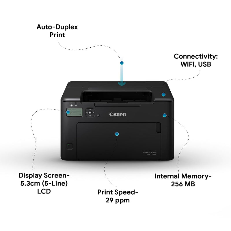 Canon imageCLASS LBP122dw Single Function (Print Only) Monochrome WiFi Laser Printer with Auto Duplex Printing for Home/Office