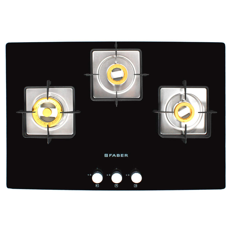 Faber 75 cm Hob, 3 Burner, Auto Ignition (HOB HTG 753 CRS BR CI) Black