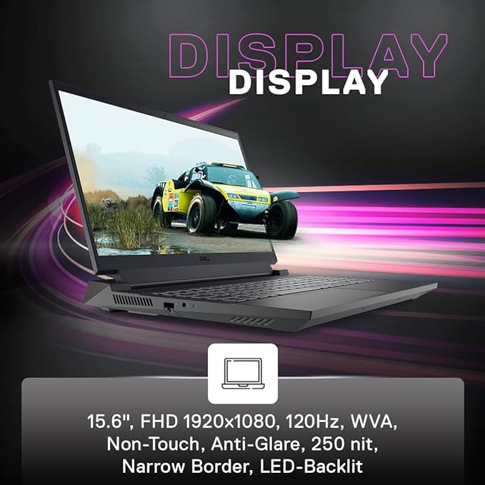 Dell G15-5530 Gaming Laptop, Intel Core i5-13450HX Processor, 16GB DDR5, 512GB,NVIDIA RTX 3050,6GB GDDR6, 15.6" (39.62cm) FHD