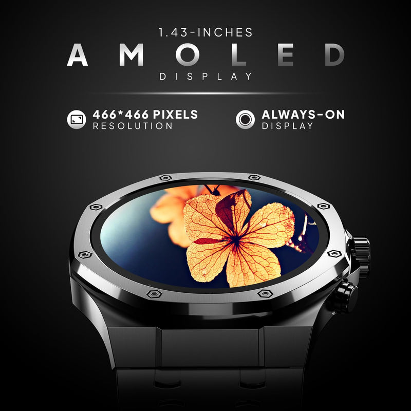 Fire-Boltt Royale Luxury Stainless Steel Smart Watch 1.43” AMOLED Display, Always On Display