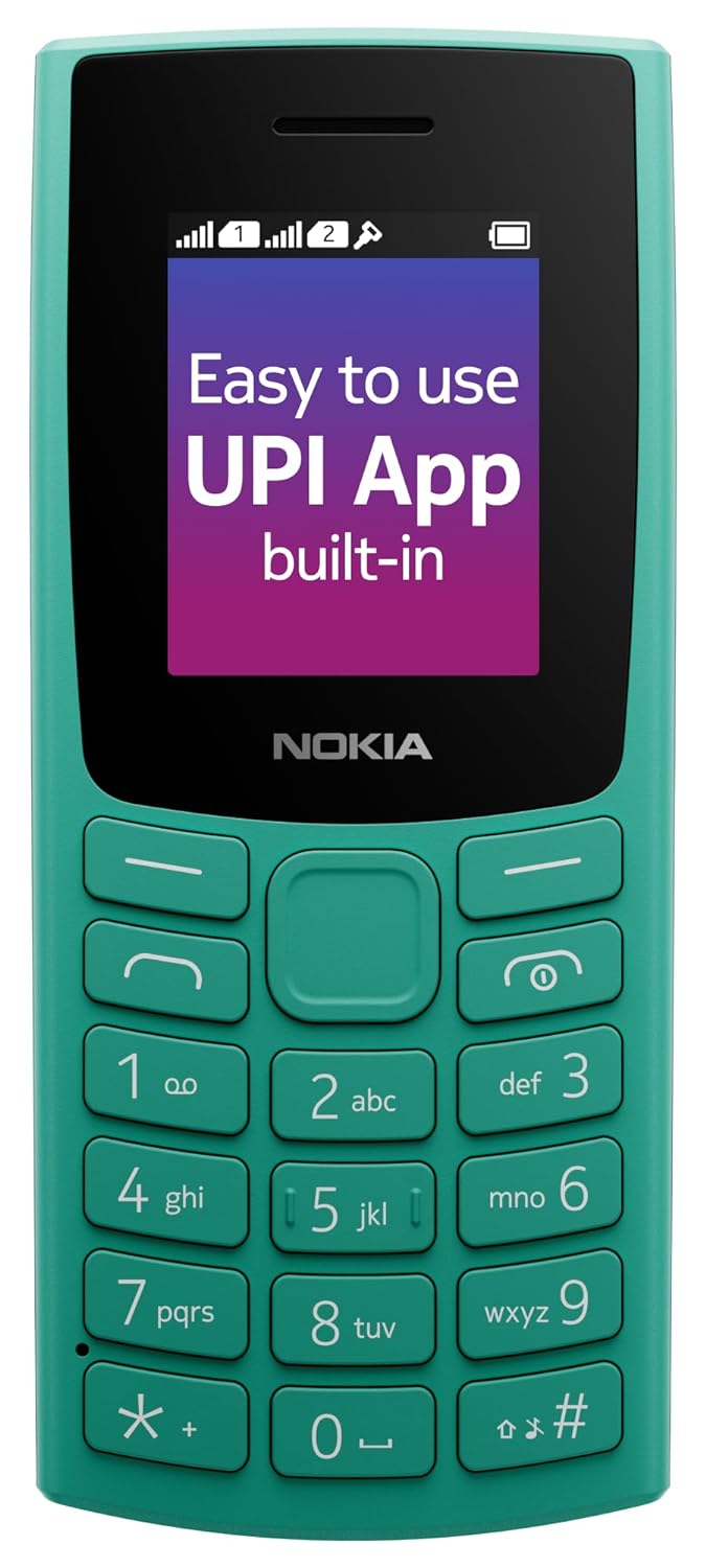 Nokia 106 Single Sim, Keypad Phone with Built-in UPI Payments App, Long-Lasting Battery, Wireless FM Radio & MP3 Player, and MicroSD Card Slot