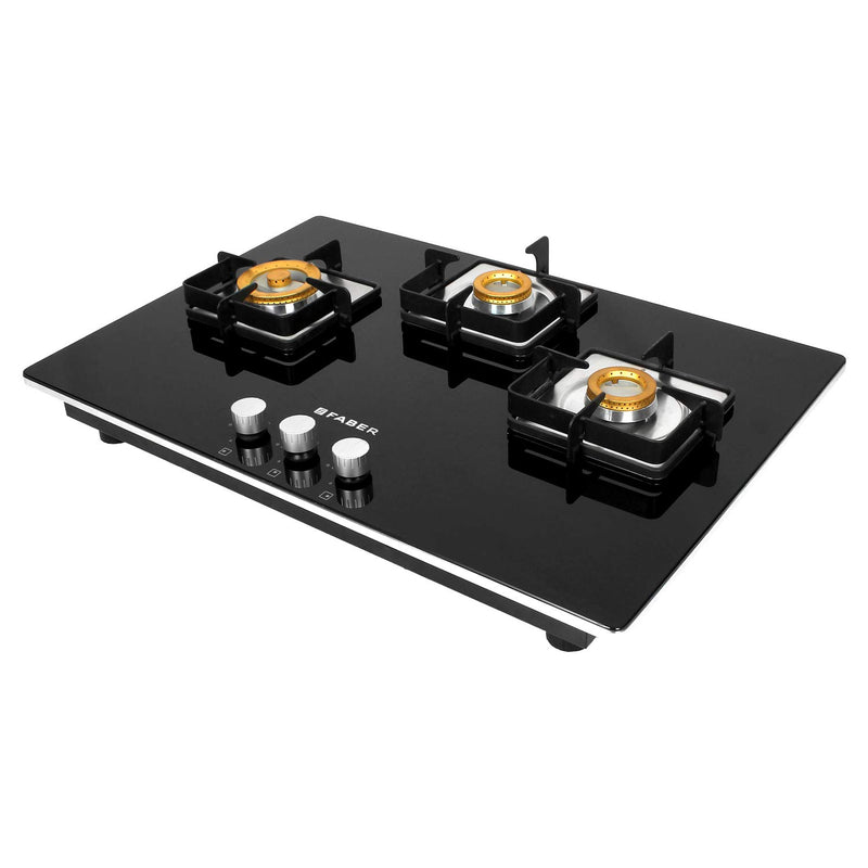 Faber 75 cm Hob, 3 Burner, Auto Ignition (HOB HTG 753 CRS BR CI) Black