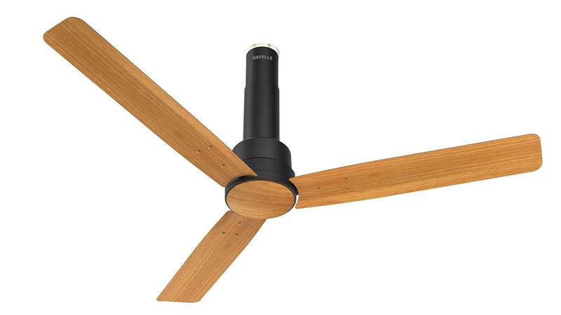 Havells Elio Prime 1200mm Decorative Ceiling Fan with 100% Pure Copper, Watt: 28, Air Flow: 225 cmm, Speed: 350 RPM (Pack of 1, Pine Wood Matt Black)