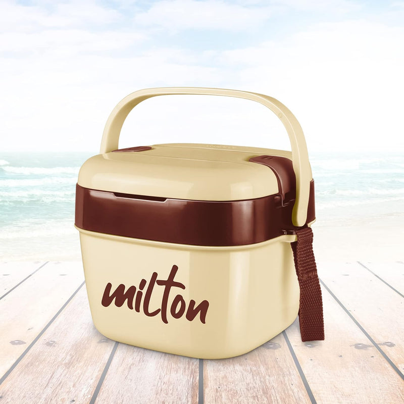 MILTON Cubic Inner Stainless Steel Tiffin Box, Ivory & Red