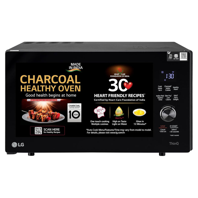 LG 28 L Wi-Fi Enabled Charcoal Convection Healthy Microwave Oven (MJEN286UFW, Black, Diet Fry)