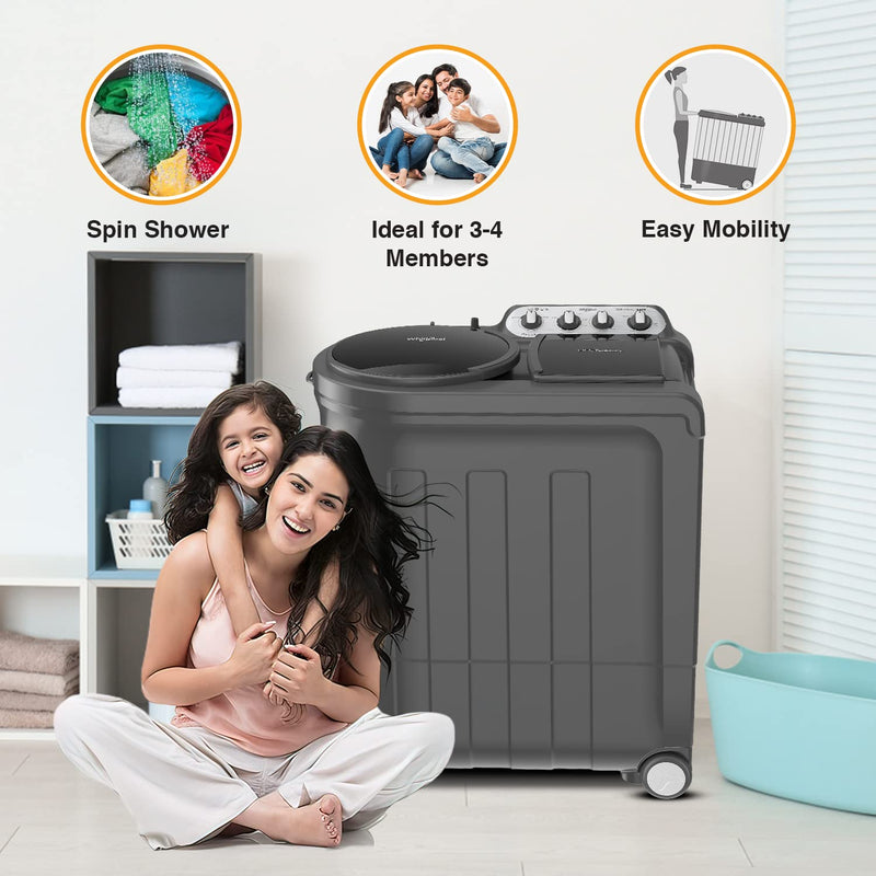 Whirlpool 7.5 Kg 5 Star Turbo Dry Semi-Automatic Top Loading Washing Machine ( ACE 7.5 TRB DRY MAX Grey Dazzle, 5 YR, 10 MIN Quick Drying)