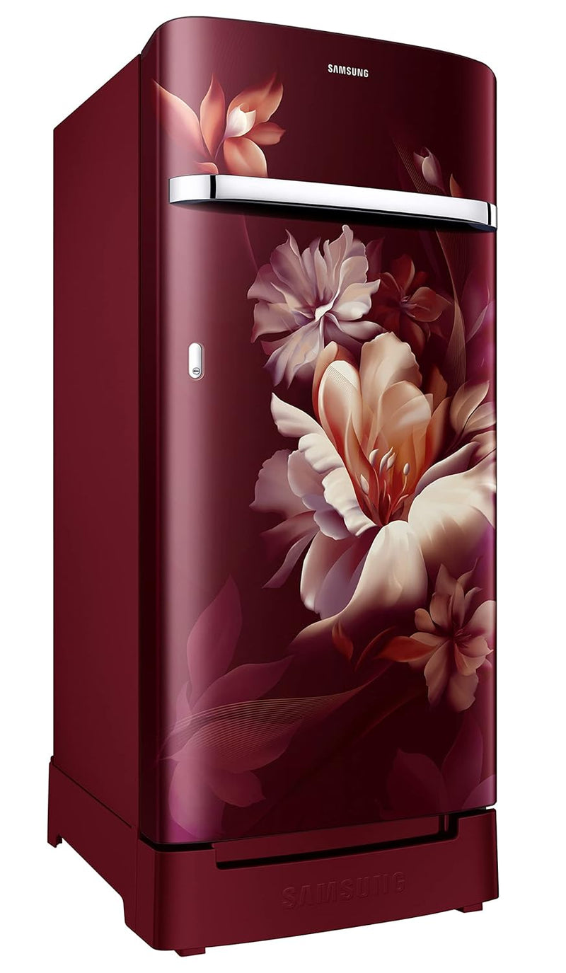 Samsung 189L 5 Star Inverter Direct-Cool Single Door Refrigerator Appliance (RR21C2H25RZ/HL,Midnight Blossom Red) Base Stand Drawer 2023 Model