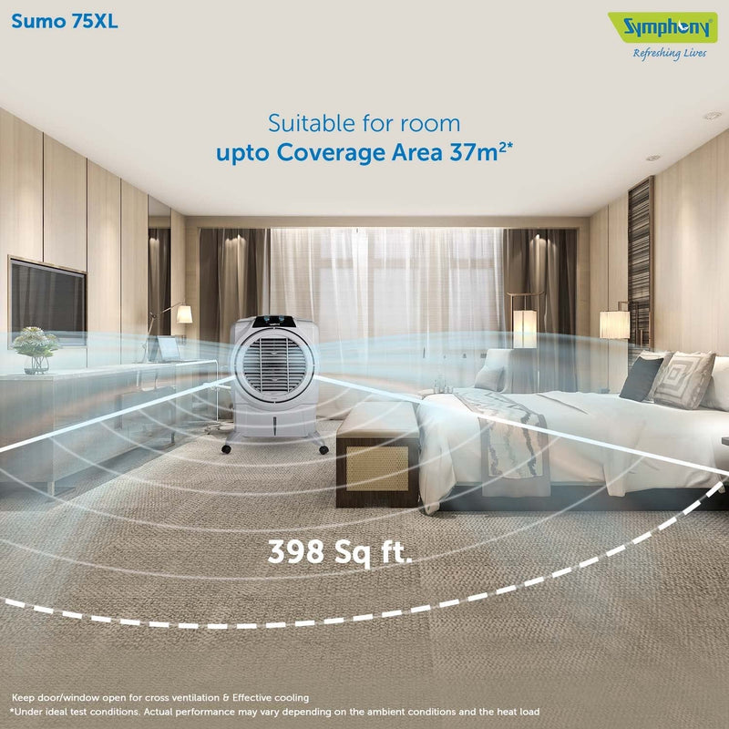 Symphony Sumo 75 XL Desert Air Cooler For Home with Honeycomb Pads, Powerful +Air Fan