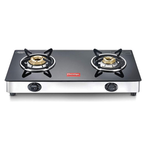 Prestige Marvel Plus Stainless Steel 2 Brass Burner Manual Glass Top Gas Stove