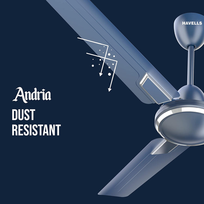 Havells Andria 1200mm Dust Resistant Ceiling Fan (Indigo Blue)