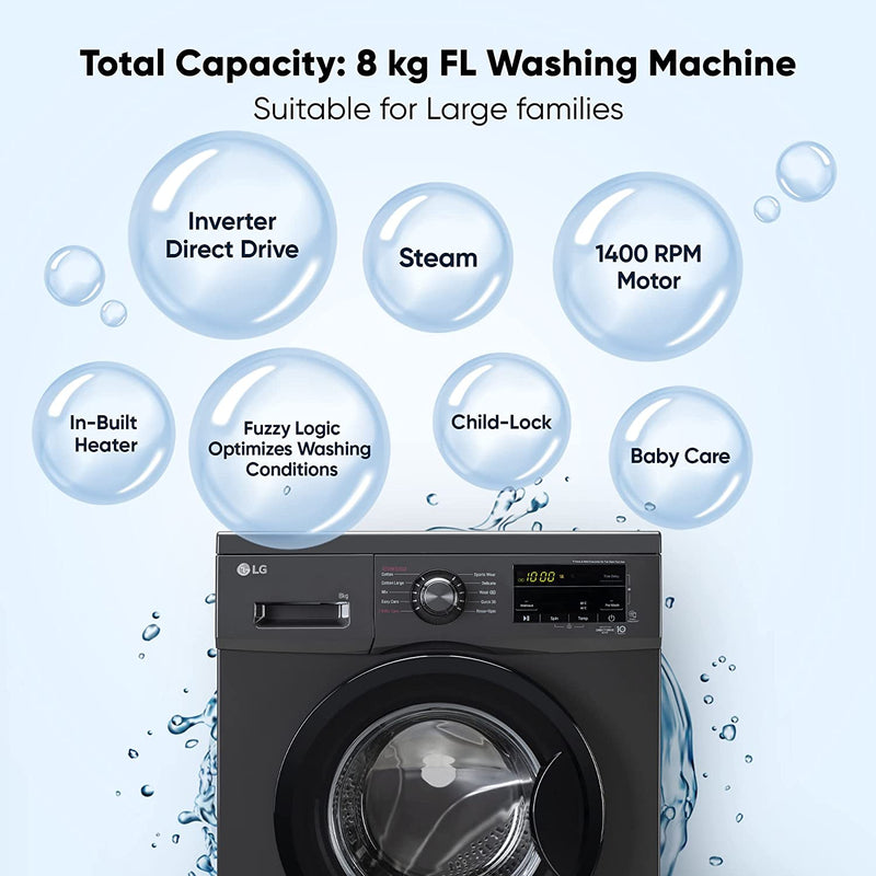 LG 8 Kg 5 Star Inverter Direct Drive Touch Panel Fully Automatic Front Load Washing Machine