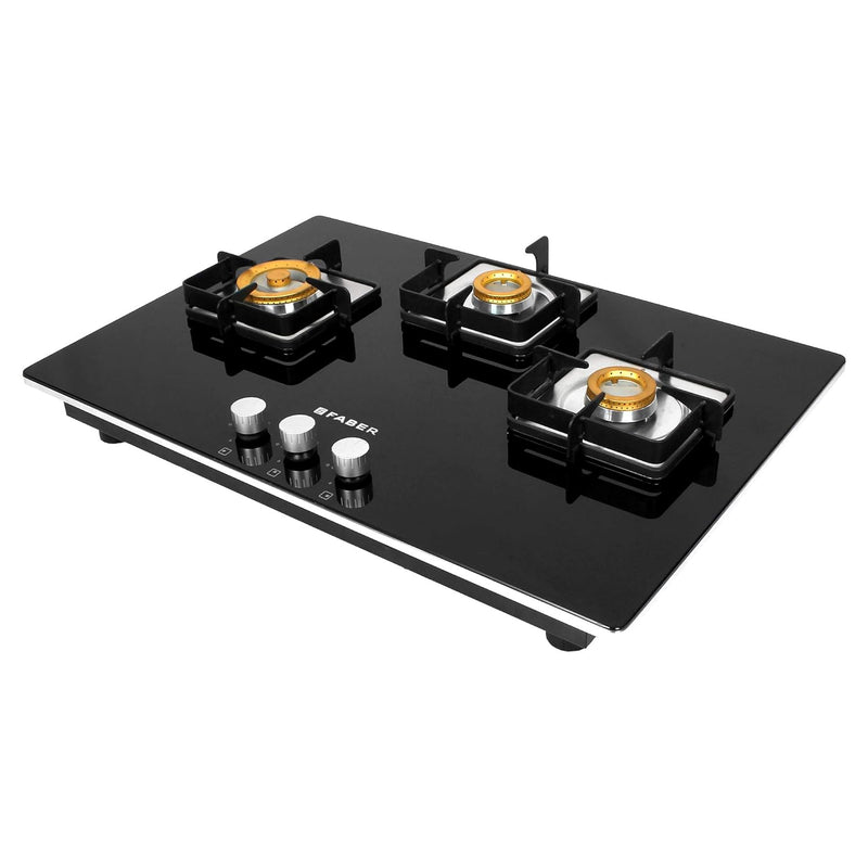 Faber 75 cm Hob, 3 Burner, Auto Ignition (HOB HTG 753 CRS BR CI) Black