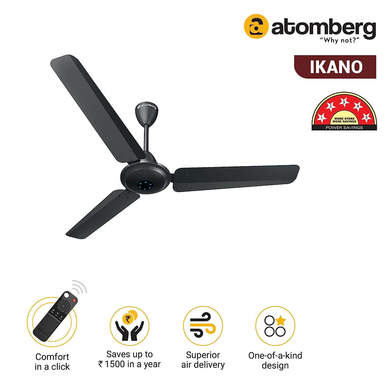 atomberg Ikano 1200mm BLDC Motor 5 Star Rated Classic Ceiling Fans with Remote Control