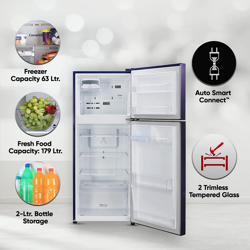 LG 242 L 2 Star Smart Inverter Frost-Free Double Door Refrigerator - GL-N292BBEY