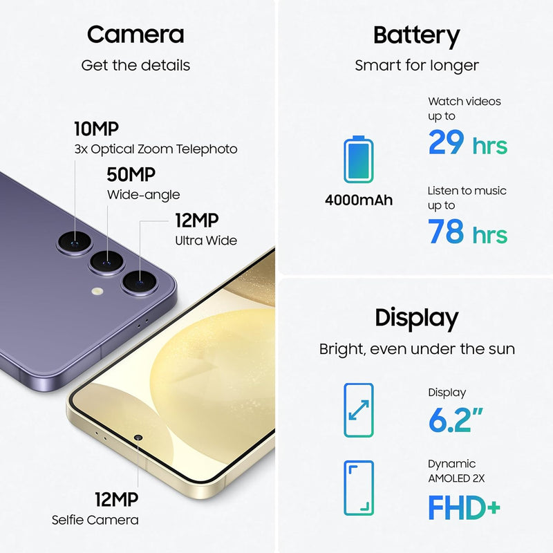 Samsung Galaxy S24 5G AI Smartphone (Cobalt Violet, 8GB, 256GB Storage)
