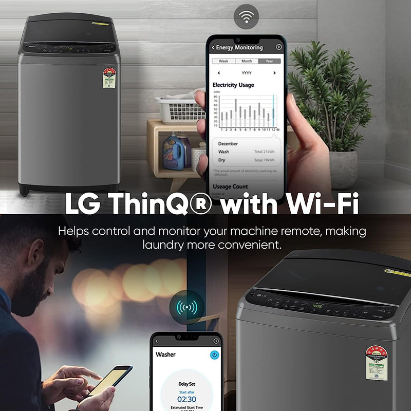 LG 9 Kg 5 Star Inverter Wi-Fi Fully-Automatic Top Loading Washing Machine