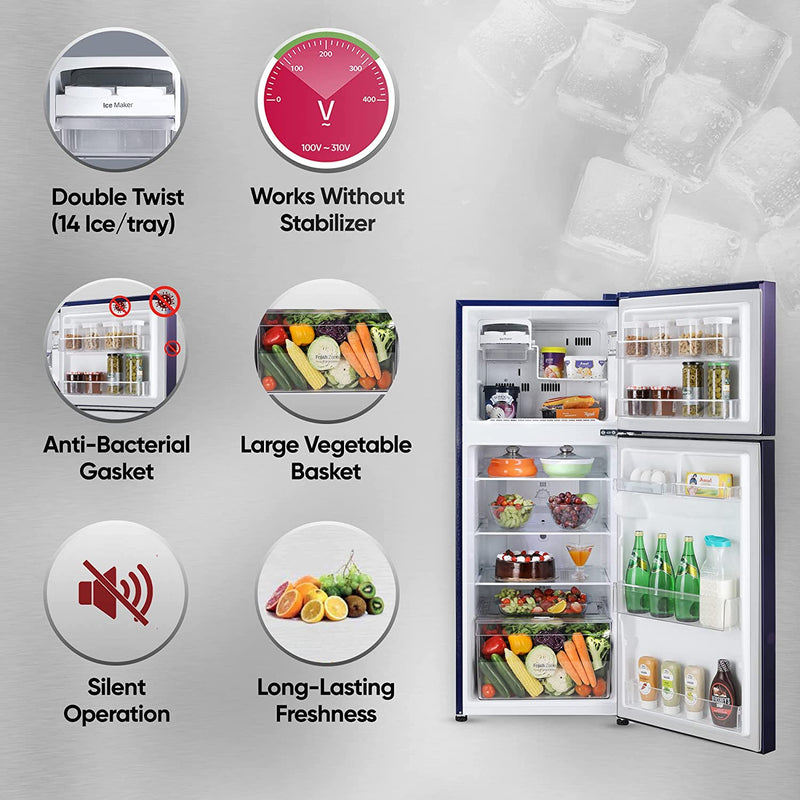 LG 242 L 2 Star Smart Inverter Frost-Free Double Door Refrigerator - GL-N292BBEY