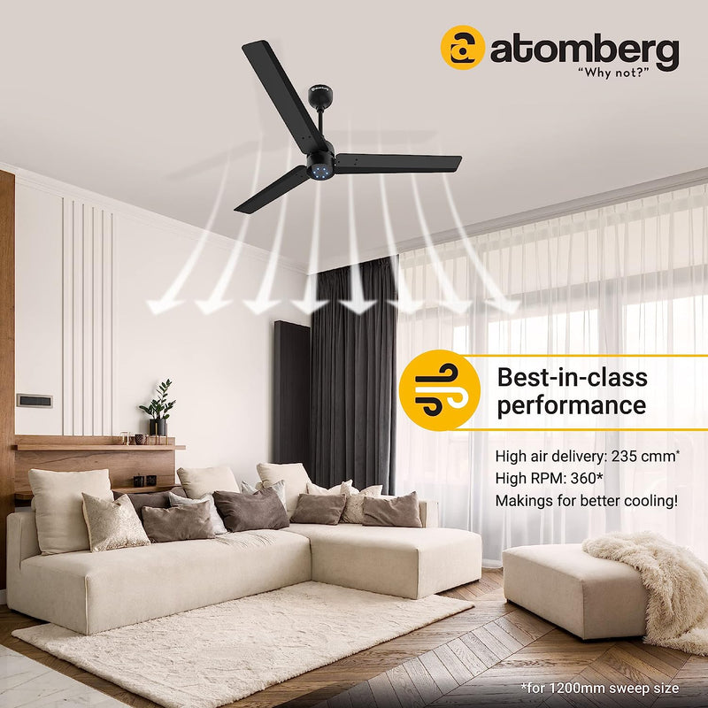 atomberg Renesa+ 1200mm BLDC Motor 5 Star Rated Sleek Ceiling Fans with Remote Control