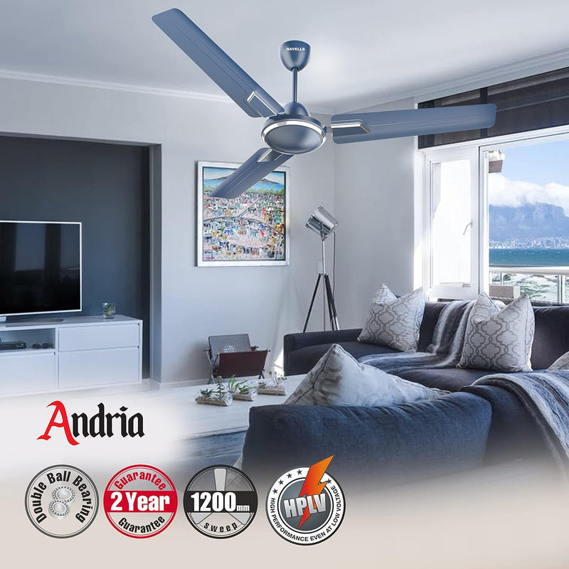 Havells Andria 1200mm Dust Resistant Ceiling Fan (Indigo Blue)