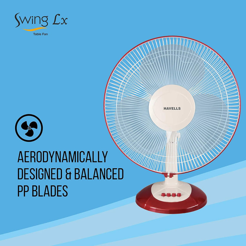 Havells Swing Lx 400mm Table Fan (Cherry)