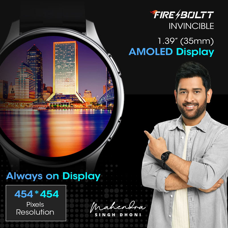 Fire-Boltt INVINCIBLE 1.39" (3.53cm) AMOLED 454x454 Bluetooth Calling Smartwatch ALWAYS ON