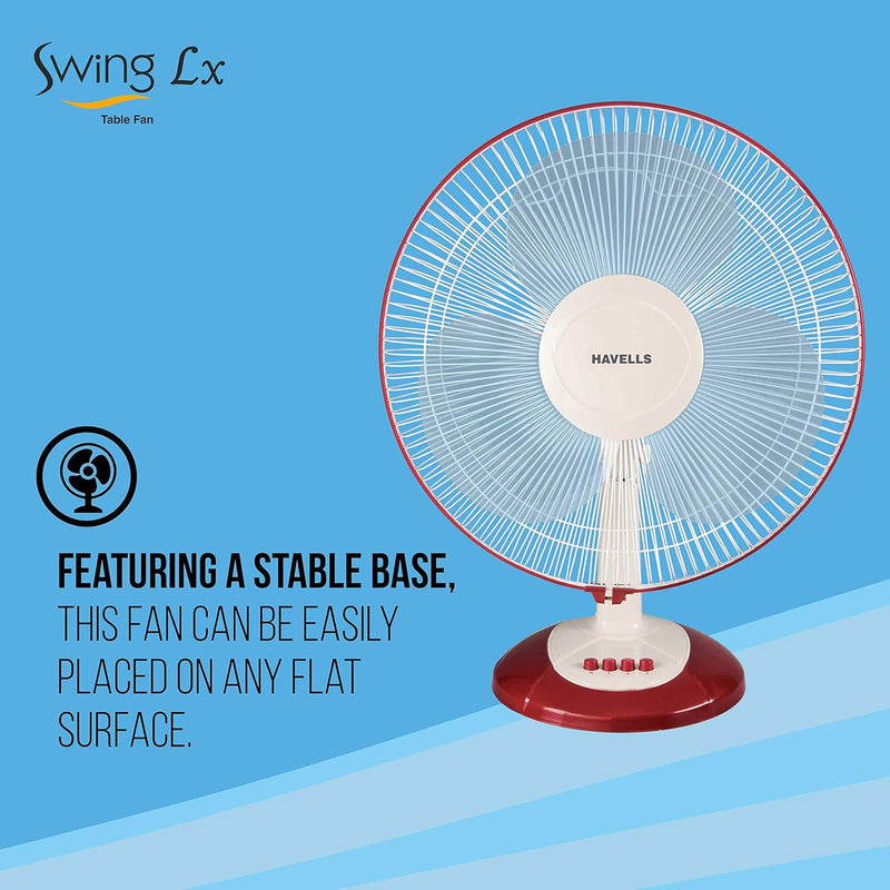 Havells Swing Lx 400mm Table Fan (Cherry)