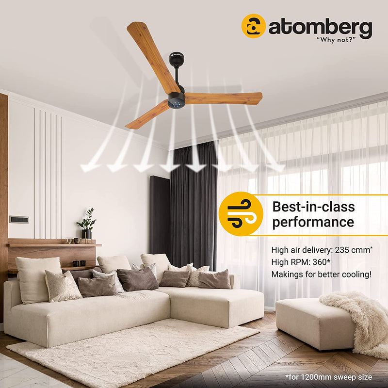 atomberg Renesa+ 1200mm BLDC Motor 5 Star Rated Sleek Ceiling Fans with Remote Control