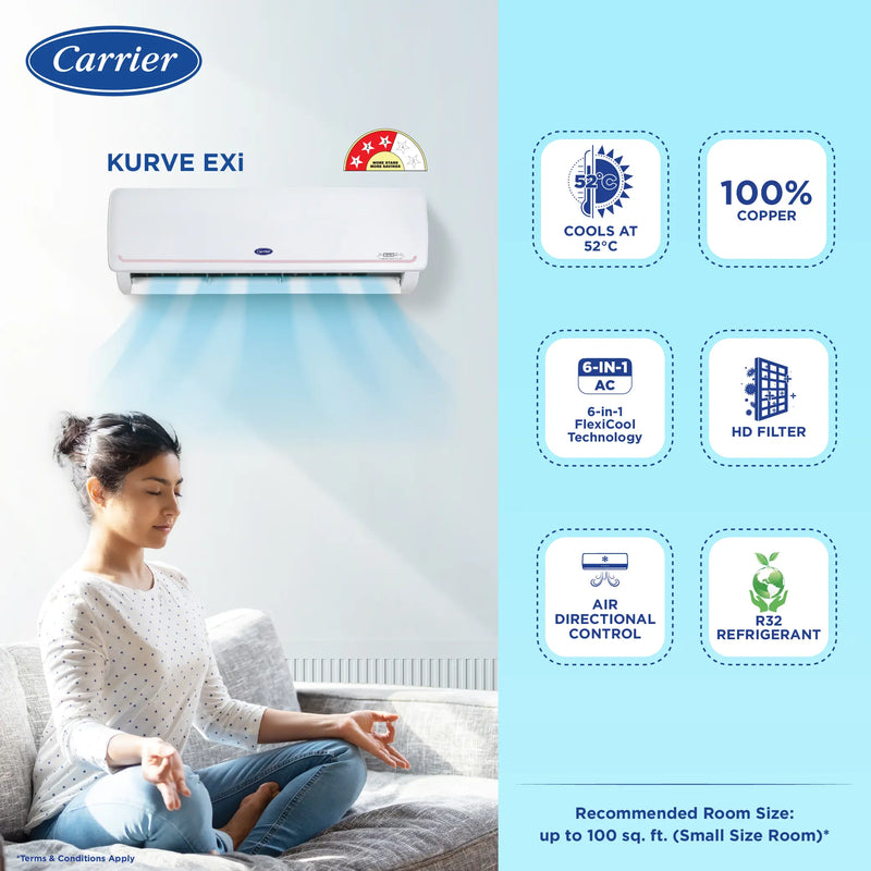 Carrier KURVE 1.0 Ton  Exi (3 Star Inverter) Air Conditioner