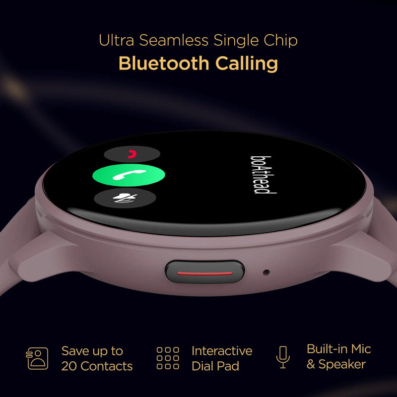 boAt Lunar Call Smartwatch with Bluetooth Calling (32.5mm HD Display, IP68 Splash Resistant,