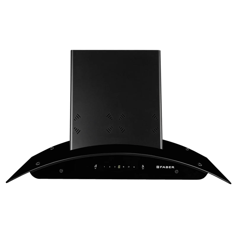 FABER Hood Ellora 3D IN HC SC BF BK 90cm 1400m3/hr Ducted Auto Clean Wall Mounted Chimney with Baffle Filter (Black)