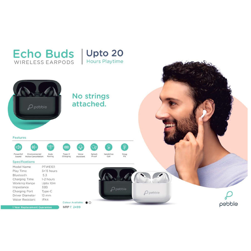 PEBBLE ECHO BUDS WIRELESS EARPODS